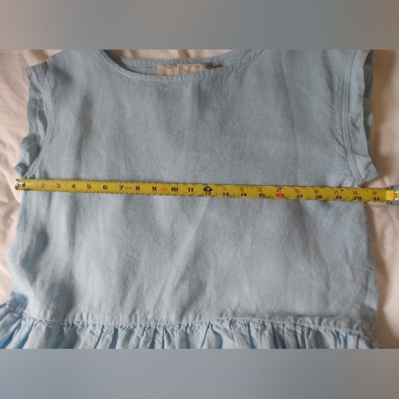 Nantucket Summer 100% Linen Sea Blue Beach Dress Classic House Picnic Cottage L - Picture 11 of 16